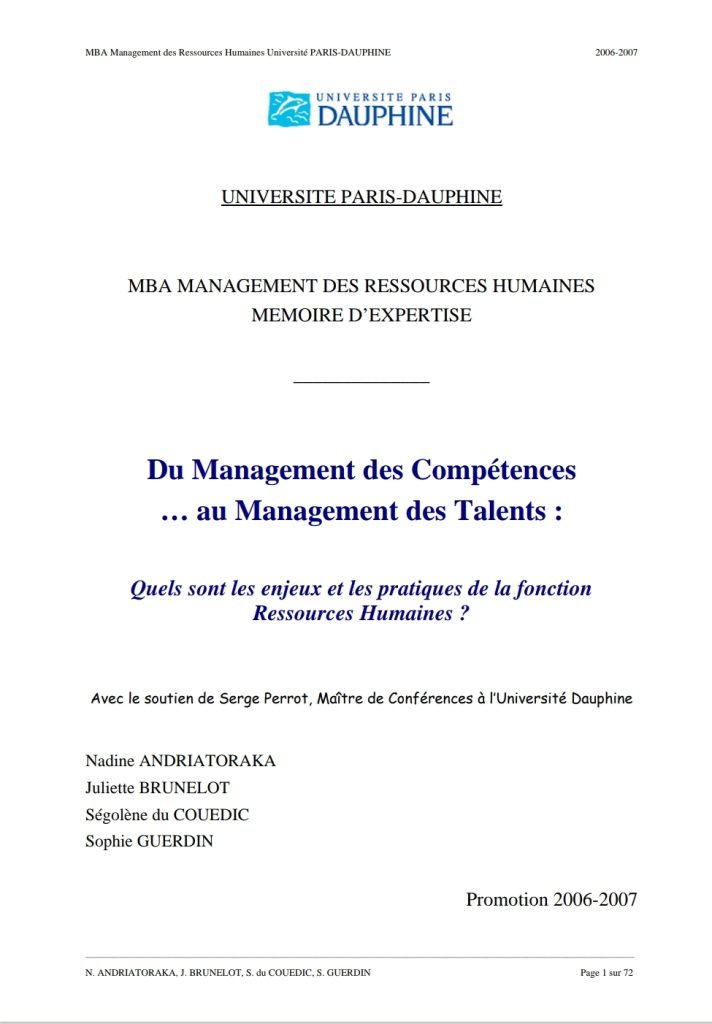 Du Management des Compétences… au Management des Talents Du Management des Compétences… au Management des Talents